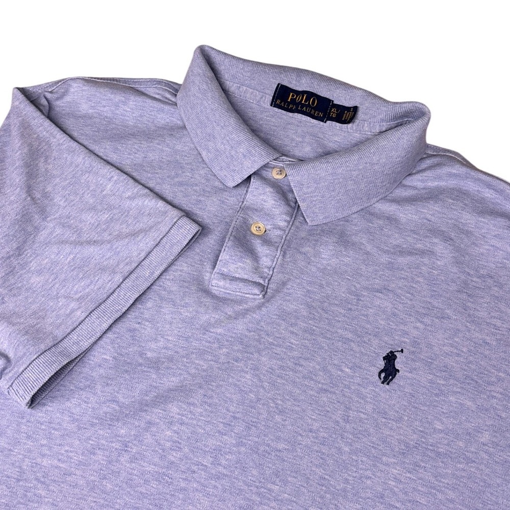 Polo Ralph Lauren Polo Shirt Mens‎ XL Light Blue Heather Short Sleeve Logo